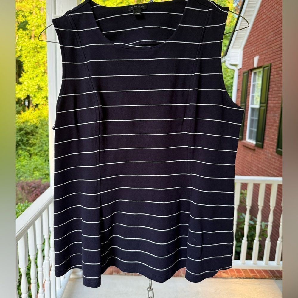Ann Taylor Blue Boxy Sleeveless Blouse. Size L
